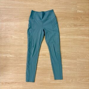 Athleta Delancey Moto Tight Teal Gray High Rise Leggings Small